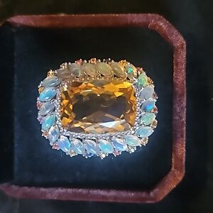 AAA Brazilian Citrine and Multi Gemstone Cocktail Ring